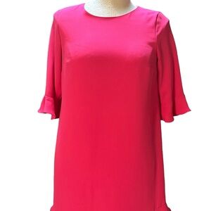 Hot Pink Cece Ruffled Bell Sleeve Short Dress. Size 6